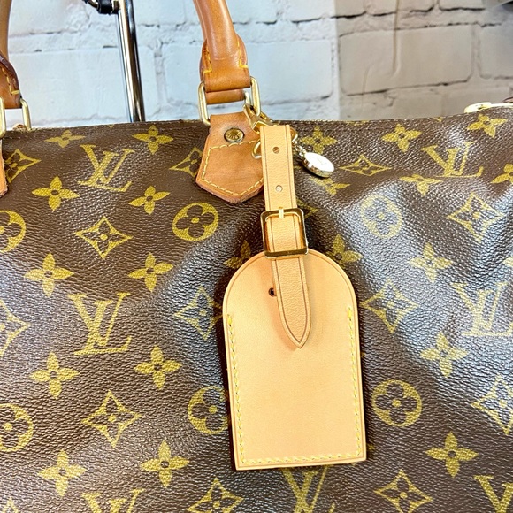 Louis Vuitton leather luggage name TAG bag charm in very light patina vachetta - Picture 3 of 4